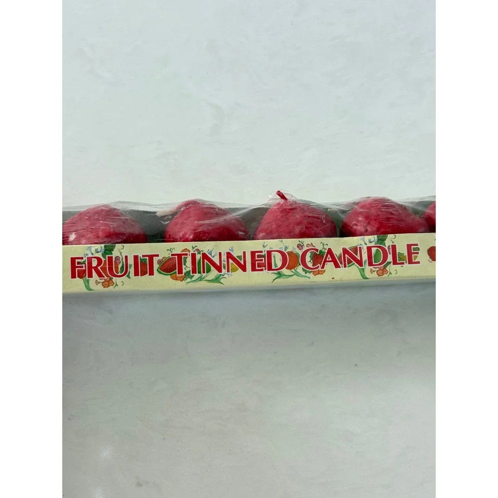 Vintage Strawberry Fruit Tinned Candles Set of 6 Red Novelty Boxed Decor